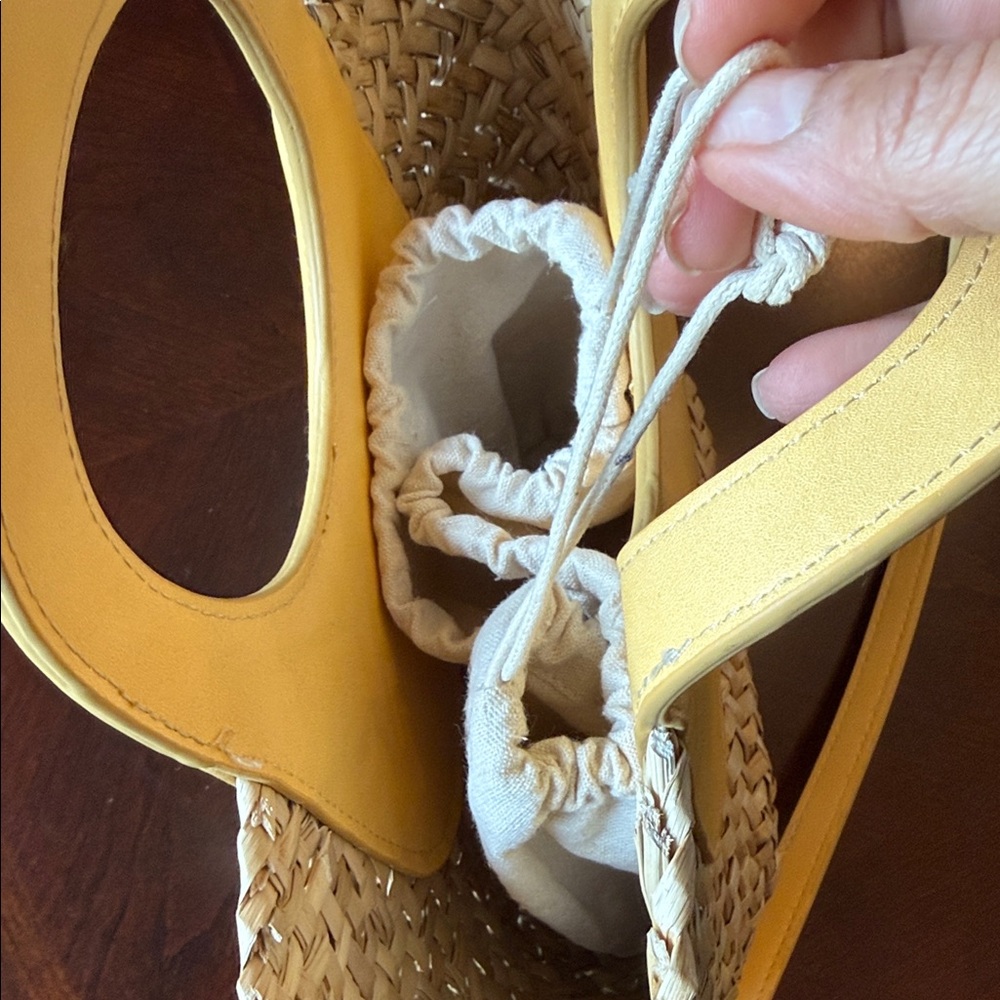 Mango MNG Straw Woven Basket Bag Yellow Crossbody Mini Tote NWOT - Picture 16 of 16